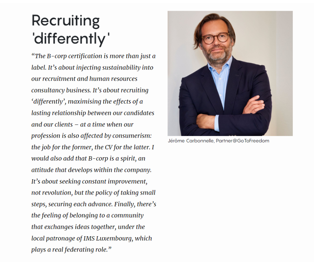 Jerome Carbonnelle - Sustainble recruitment & B corp in amcham newsletter